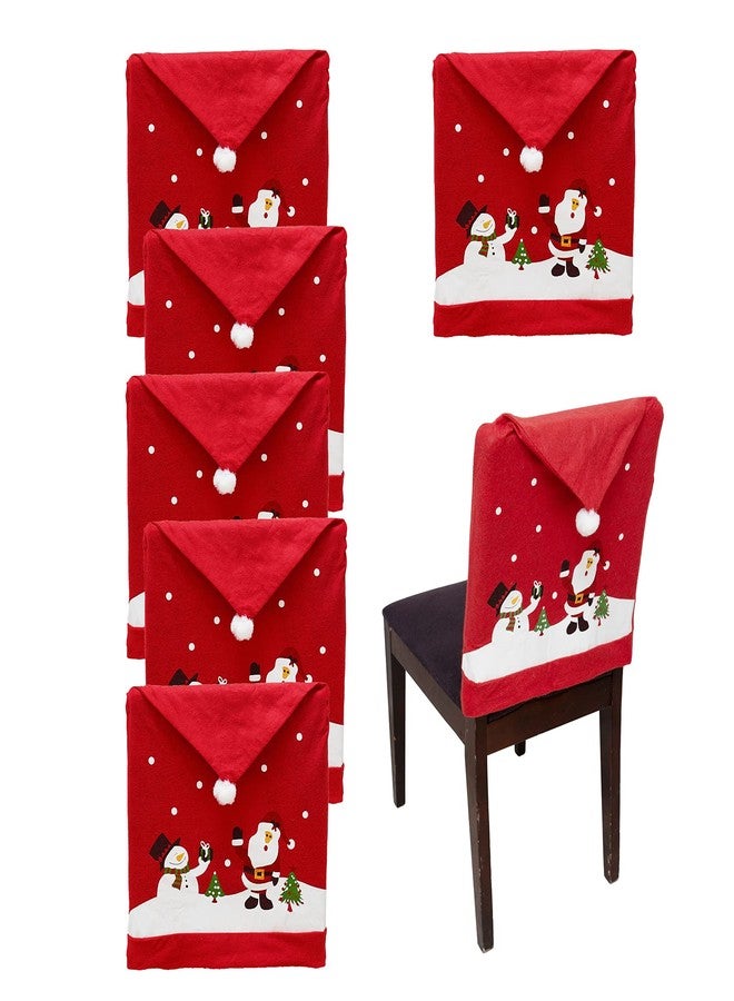 Phedrew 6Pcs Christmas Chair Covers Xmas Dining Chair Slipcovers Santa Hat Chair Back Covers for Christmas Banquet Holiday Festival Decor - Image 1